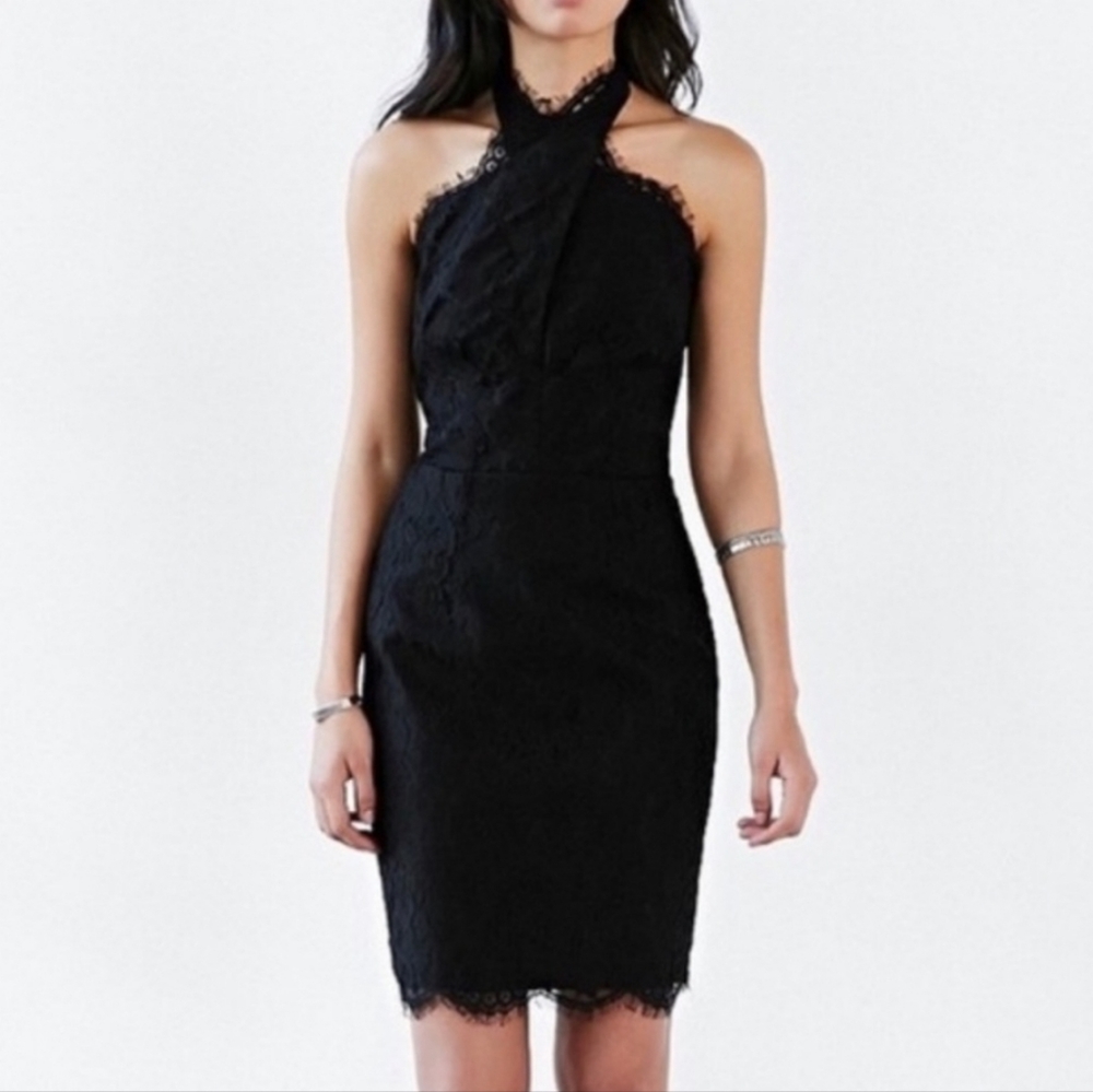 Keepsake The Label High Roads Black Lace Halter Dress size Medium
